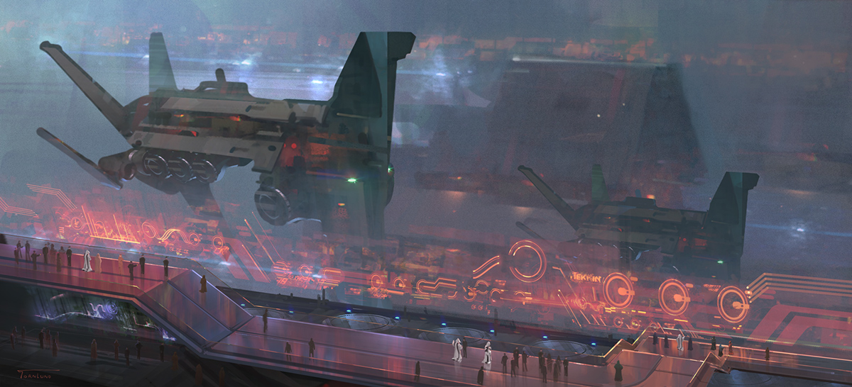 spaceship hangar walkway futuristic sci-fi science fiction Space  concept art UI