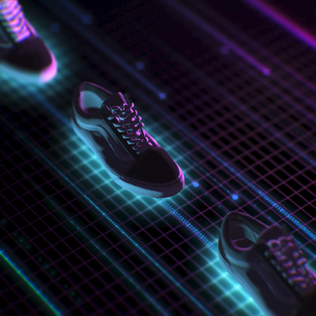 3D after effects blue Cyberpunk motion design motion graphics  purple shoes Synthwave