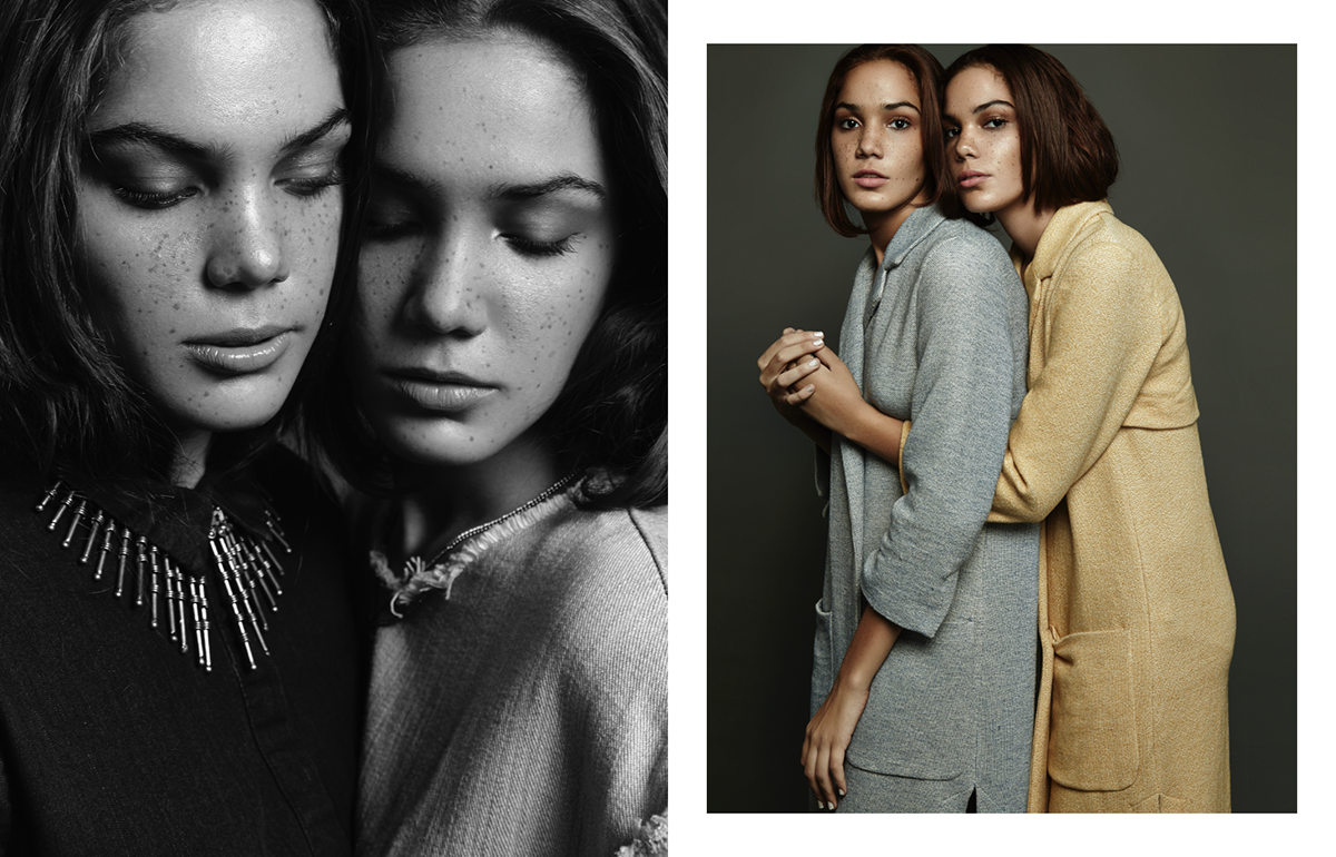 Twins models Young India freckles editorial light