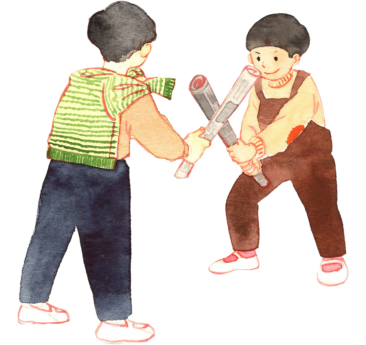 children ILLUSTRATION  japan playing watercolor 顔彩 culture japanese