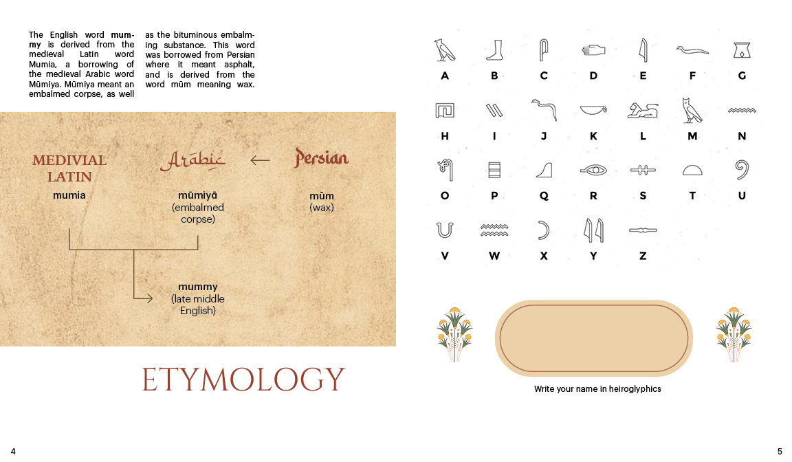 ILLUSTRATION  egypt editorial book design print interactive mummification Layout InDesign book