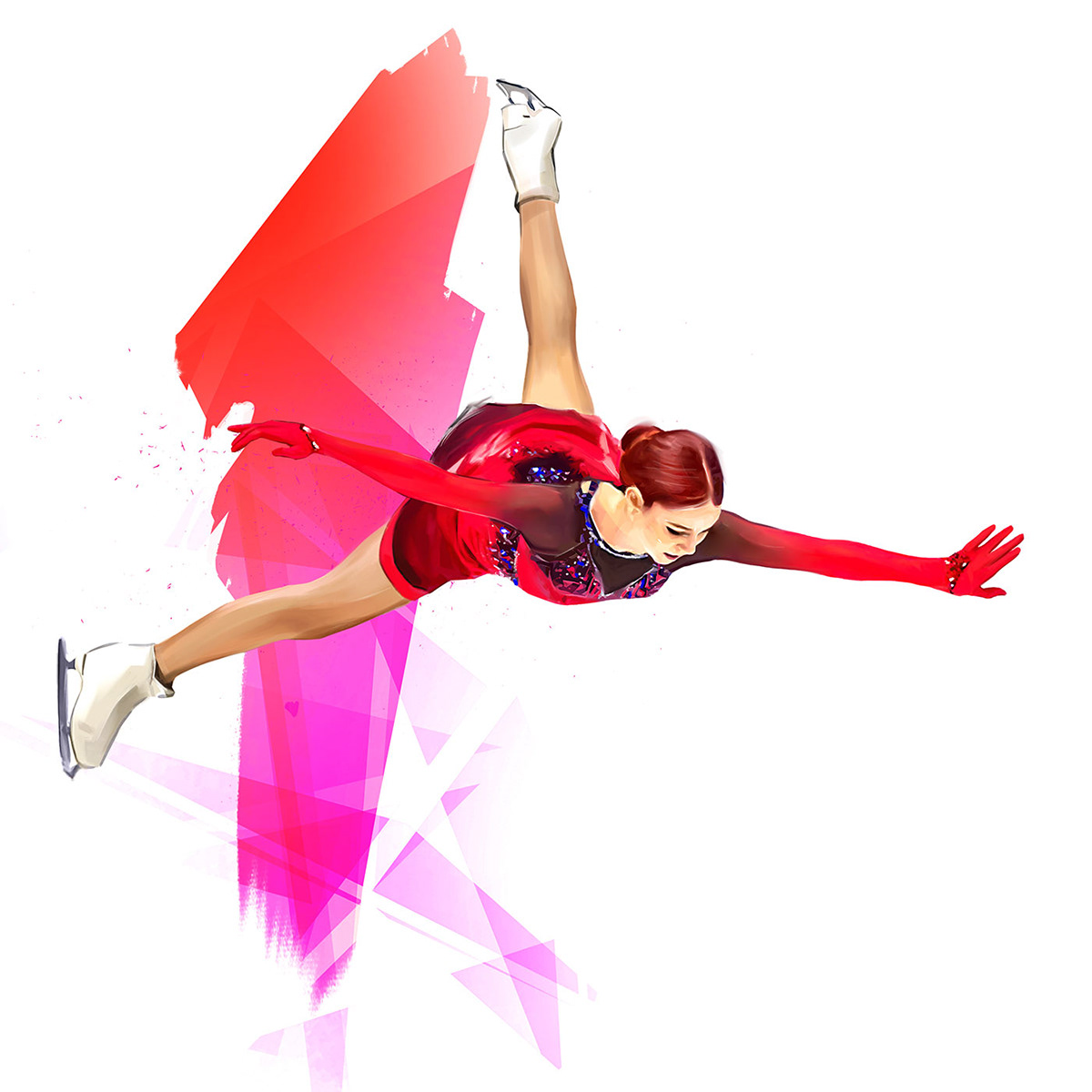 alexandra trusova colorful Dynamic Figure Drawing figure skaters figure skating ice sports sports illustration Фигурное катание