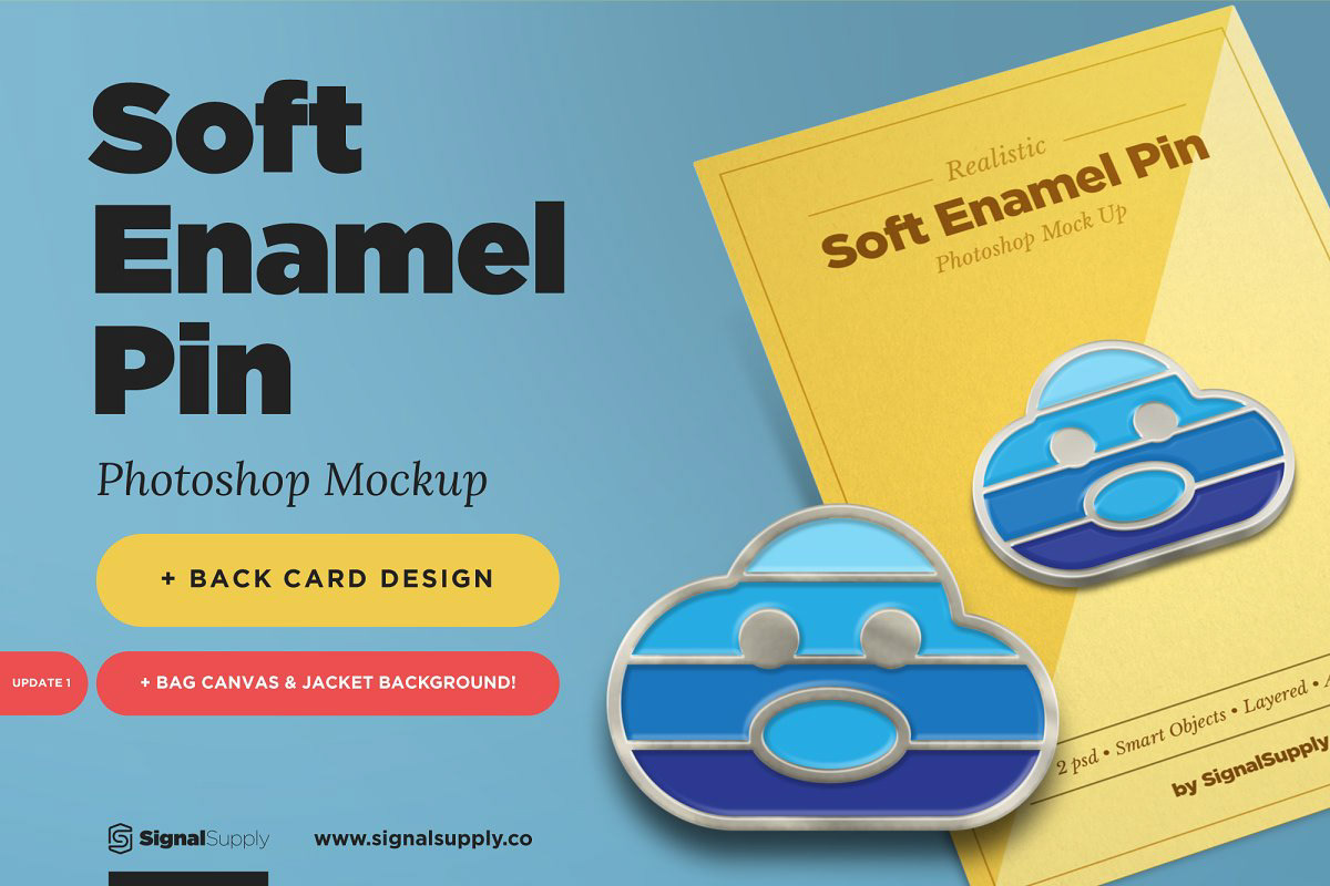 Visualize your awesome Soft Enamel Pin design with this photoshop mockup.