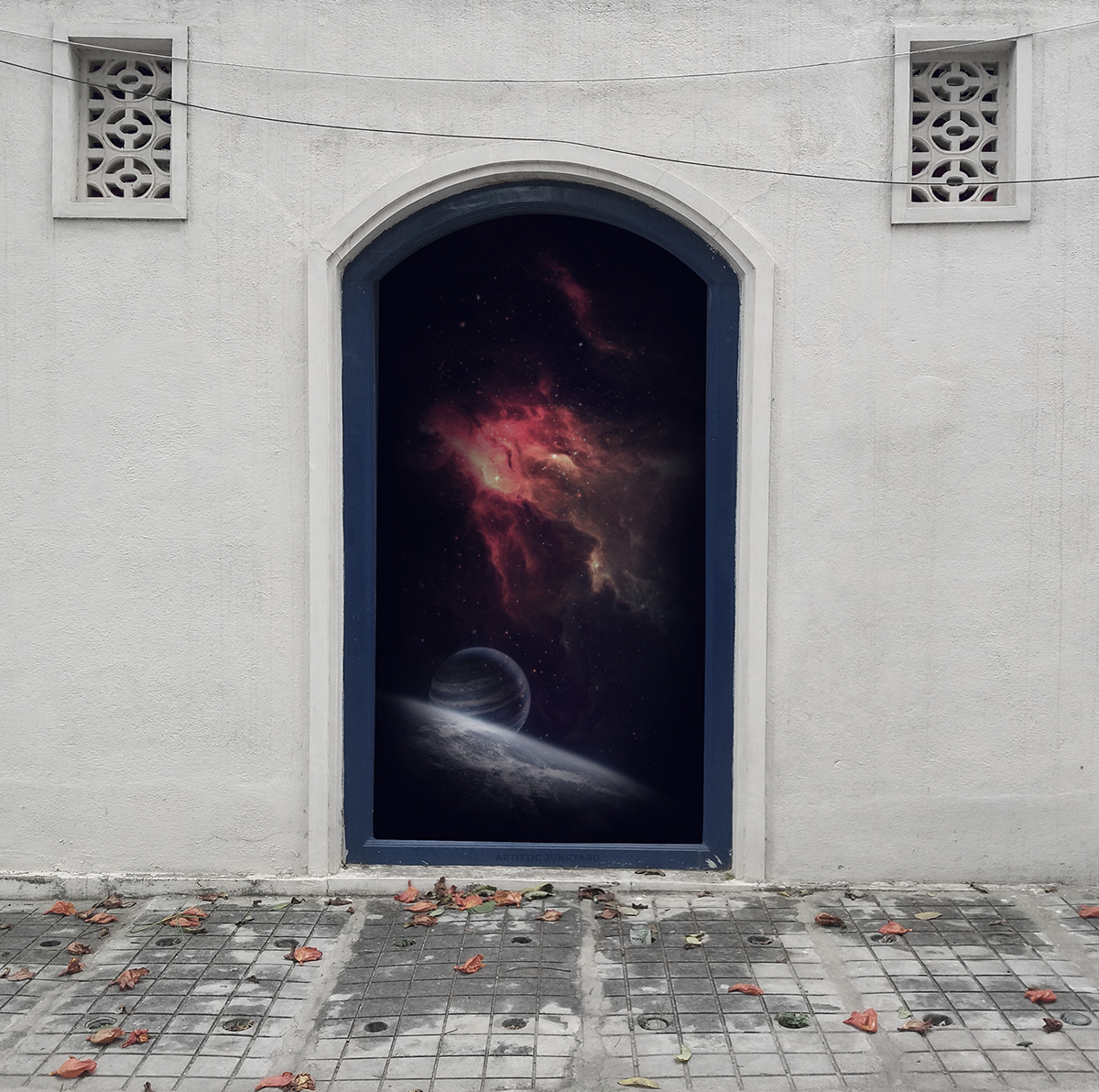 concept art another world photomanipulation galaxy door
