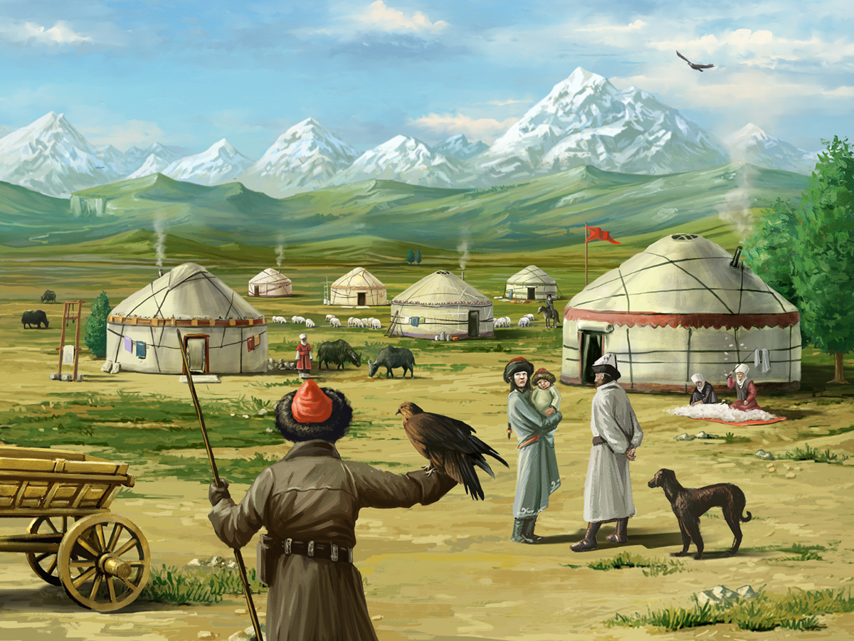 kyrgyz EPOS epic Manas manas destanı digital illustration concept art interactive book interaction children book