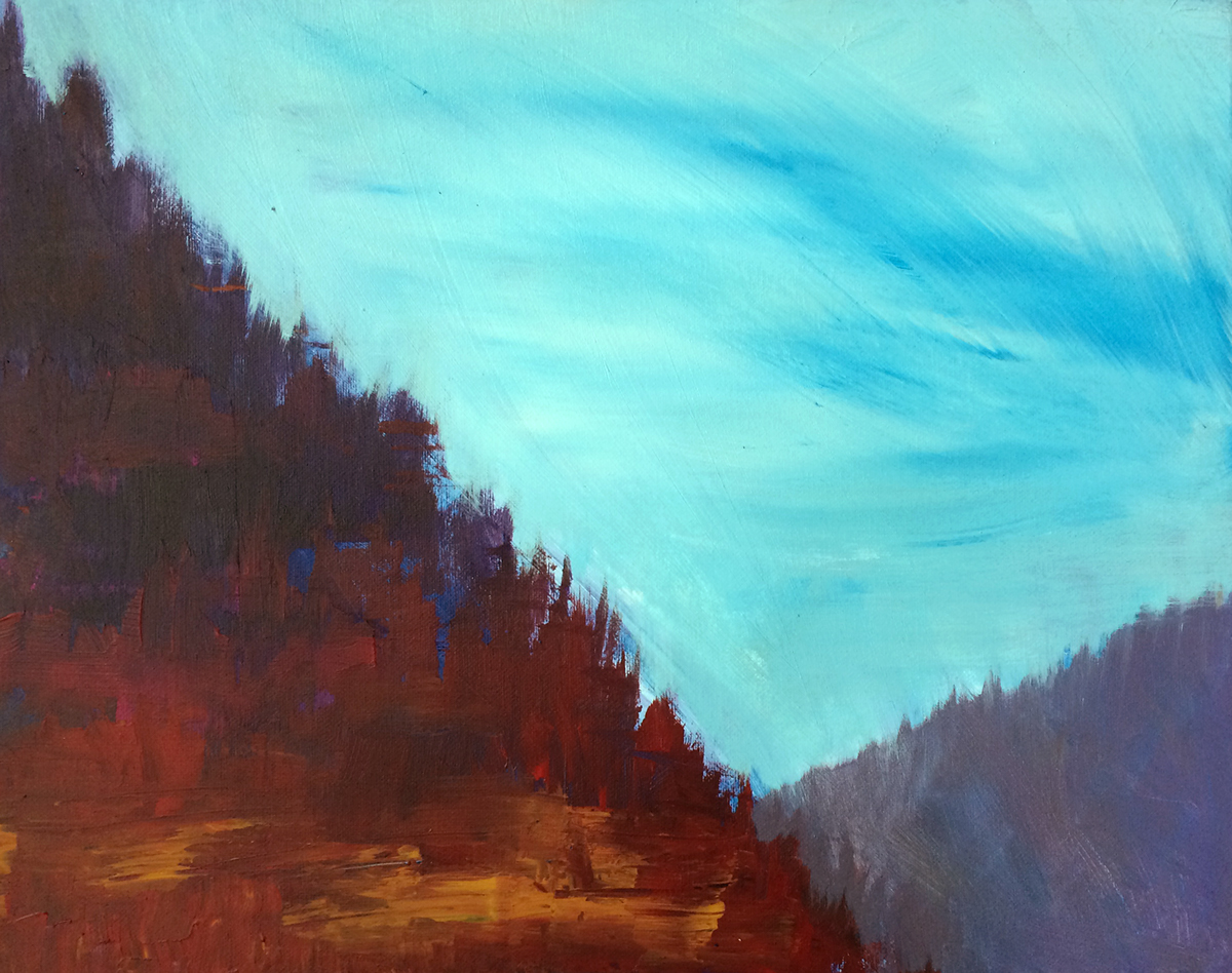 Landscape abstract Acrylic paint canvas local western ma Southern VT New England