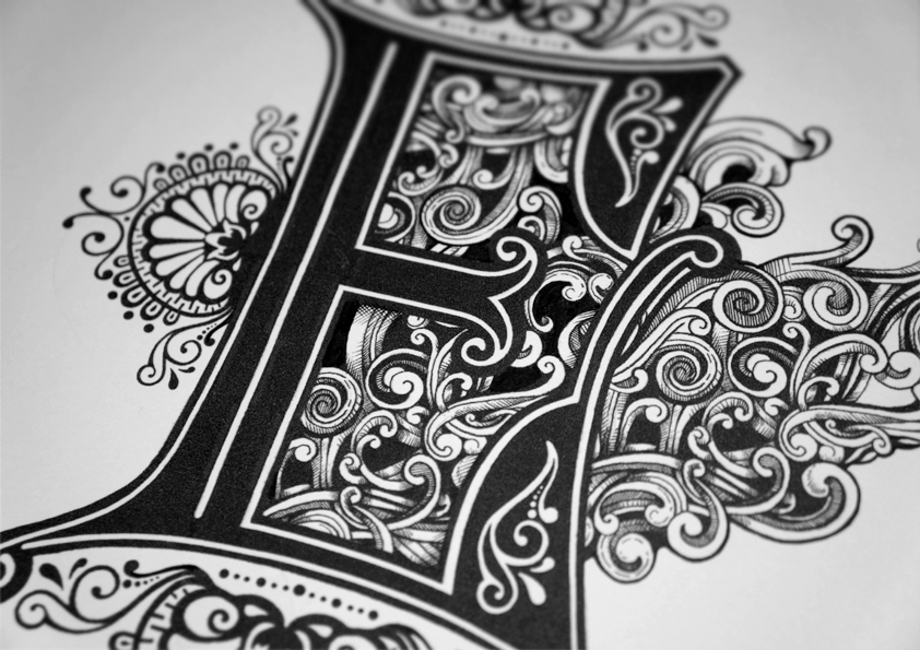 Sheen London SW14 black and white place names type hand drawn maximalism pen traditional victoriana baroque