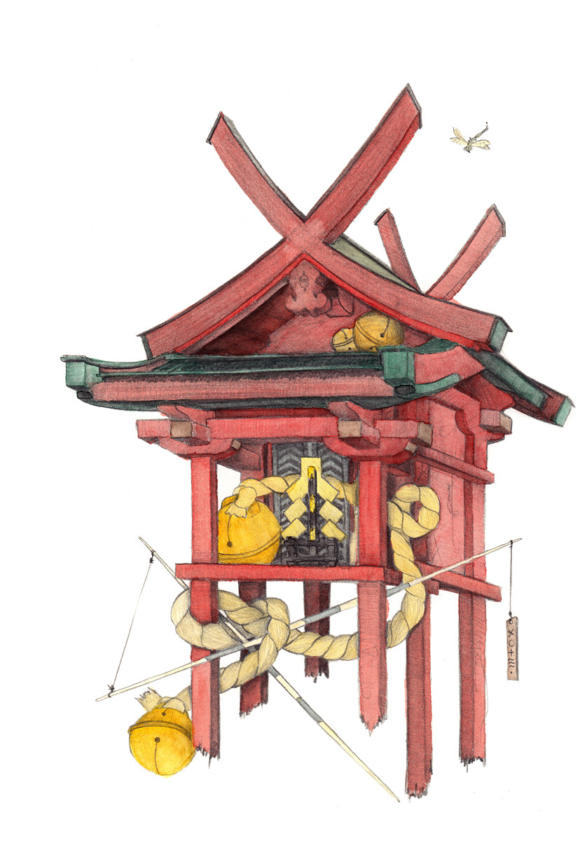 japan japanese temple temples philipp zurmöhle philipp zurmoehle art artwork artworks series pencil aquarelle watercolor watercolour