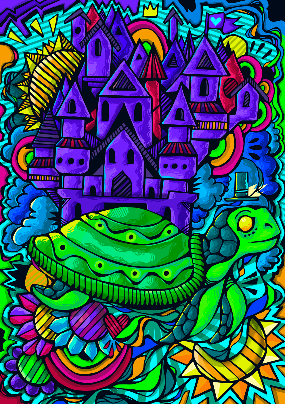 arte FINEART Love animals color paint photoshop Nature enviroment Galo tartaruga Cores arteurbana grafite campinas