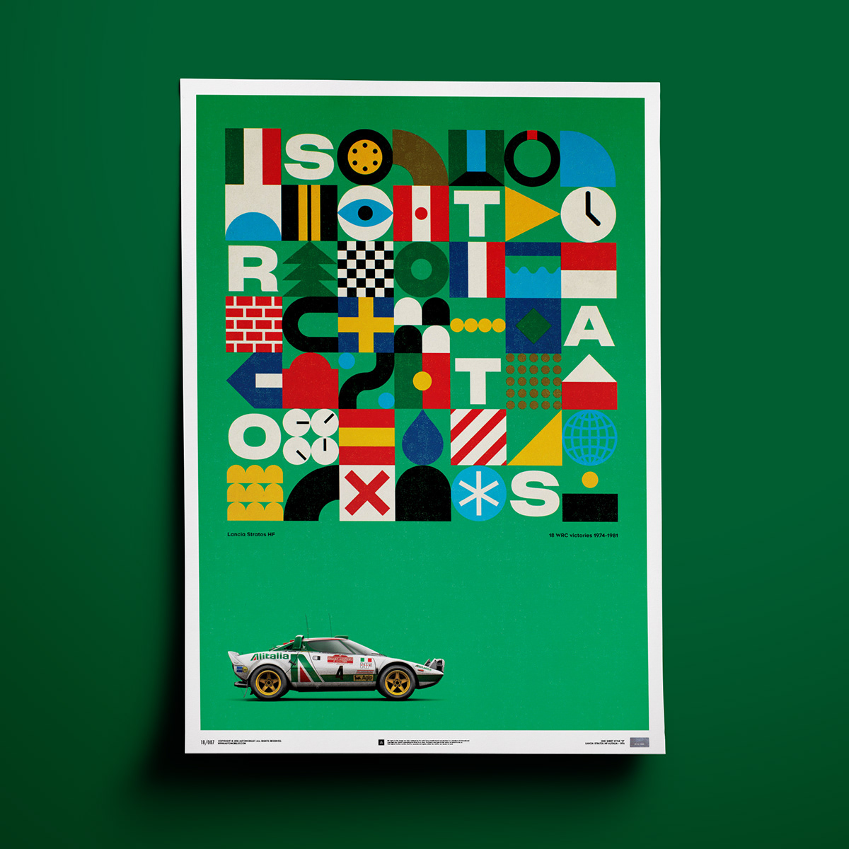 car Racing icons poster italian beauty future driver letters flags