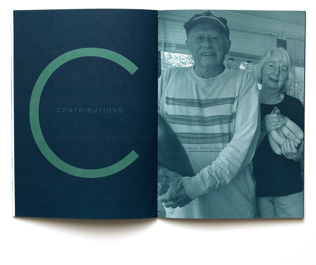 editorial nonprofit green blue portraits Duotone two color annual report