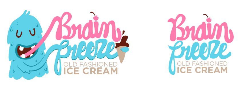 logo Identity Design wordmark ice cream monster Brain Freeze
