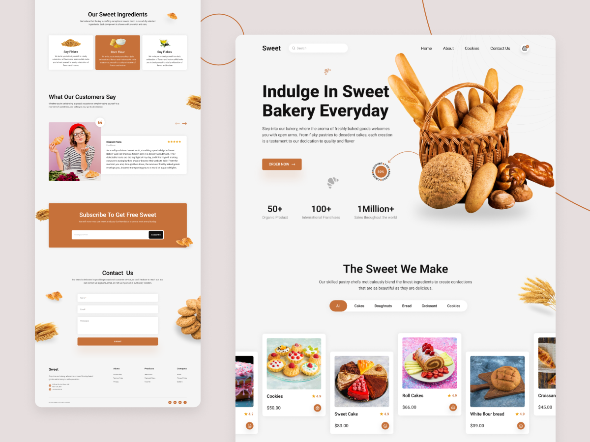 bakery Bakery Landing Page Web Design  user interface UX design user experience landing page ui design