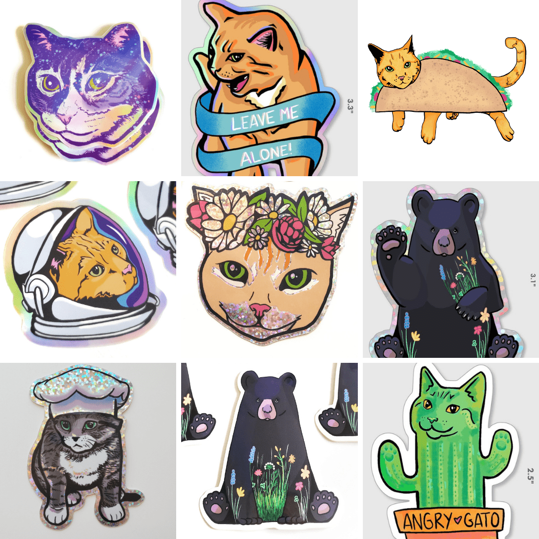 animals cats cute funny humor kids Sticker Design stickers surface design Tacos