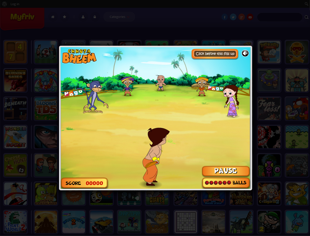 chhota bheem POGO kids games Online Games Cricket Game