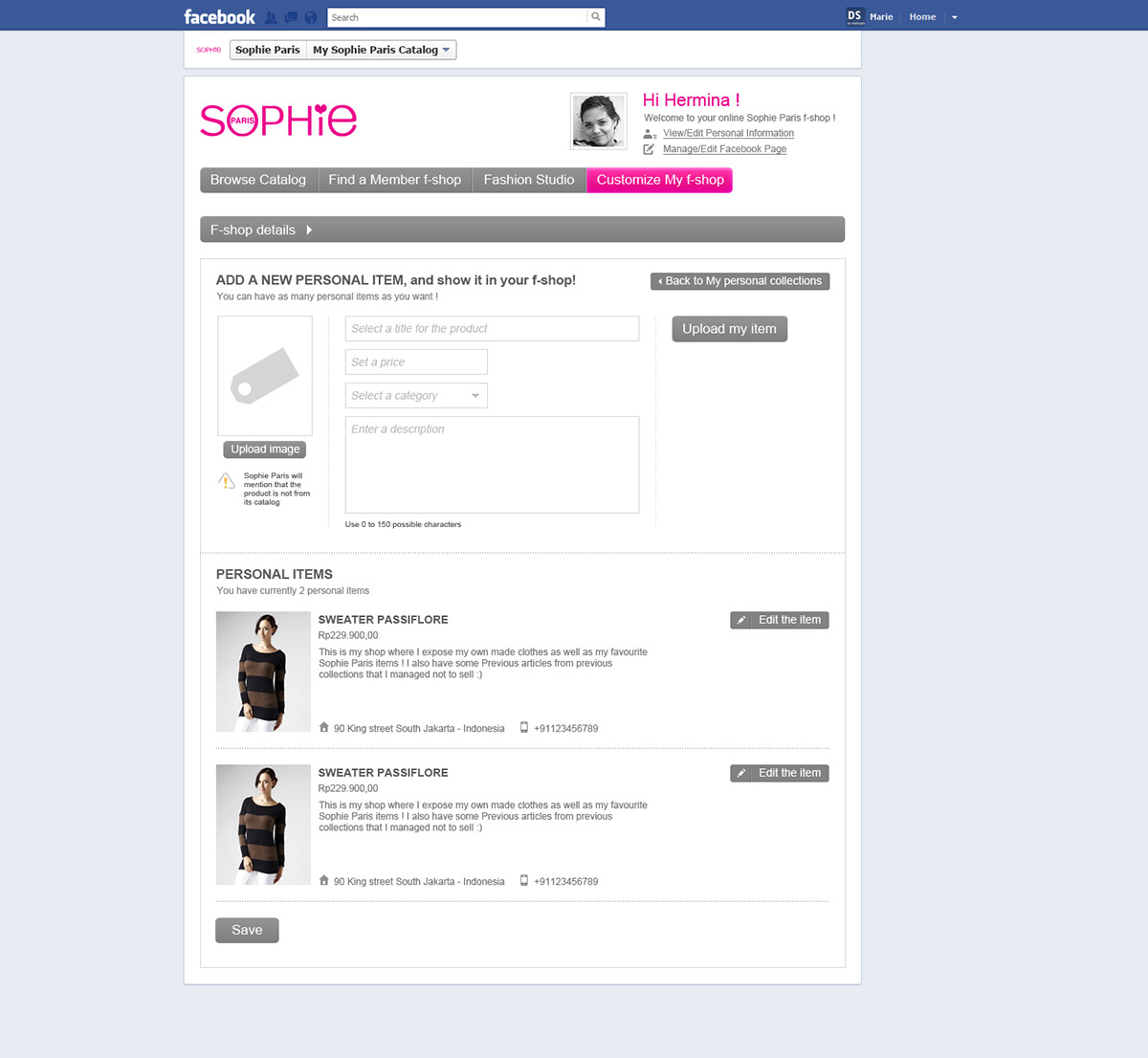 KRDS Sophie Paris social media Facebook Application