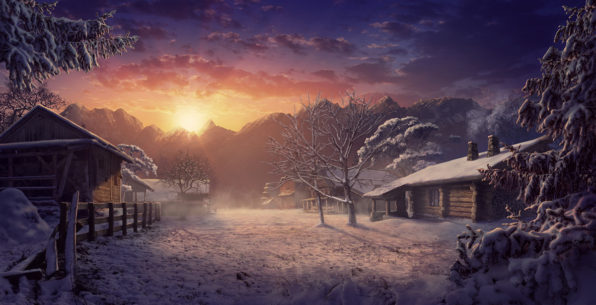 winter day Matte Painting