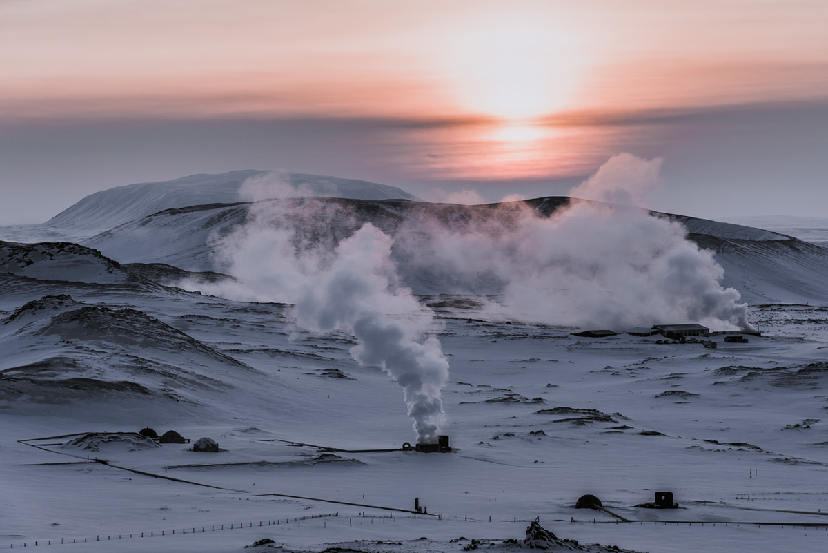 architecture industry winter iceland geothermal energy Steam smoke power powerplant