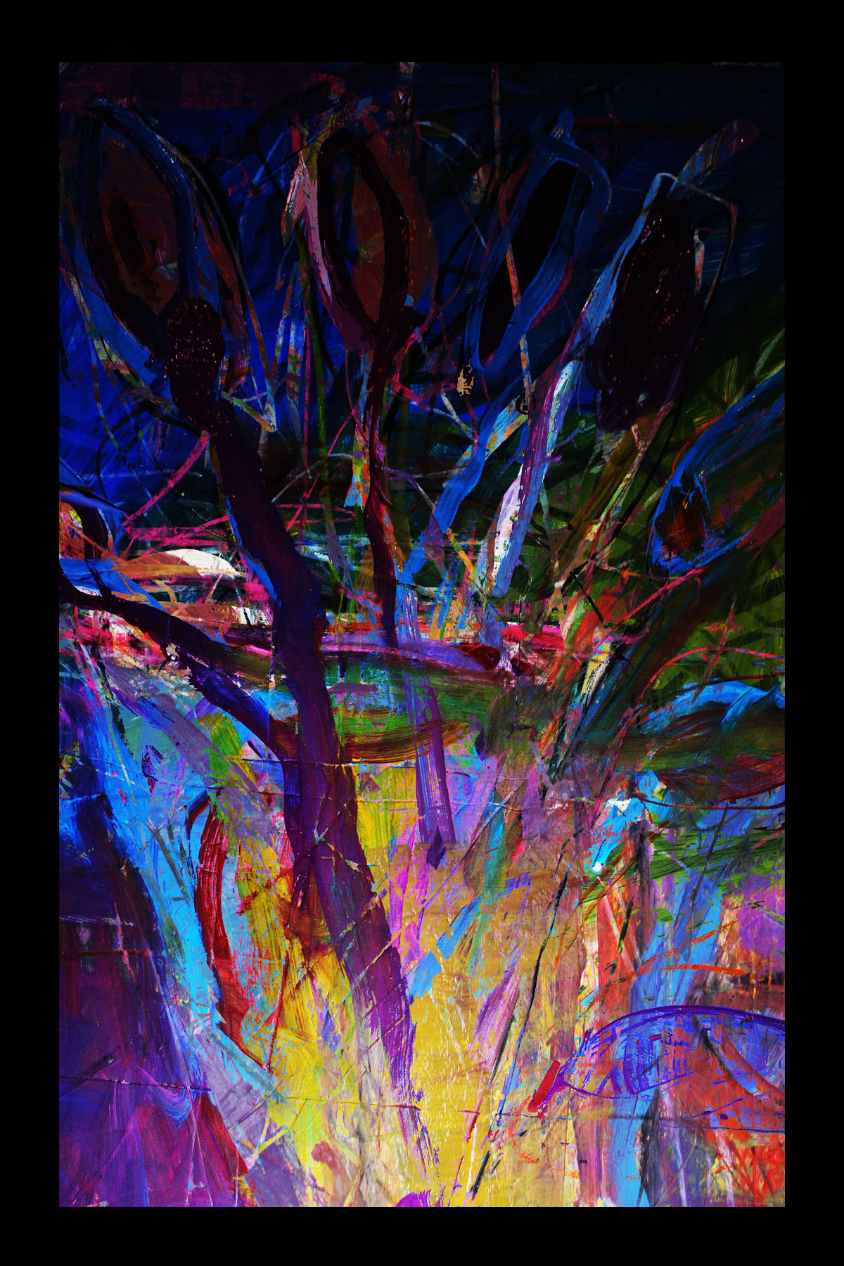 acrylic oil pastel conte cayon abstract line color Dan Vainavicz
