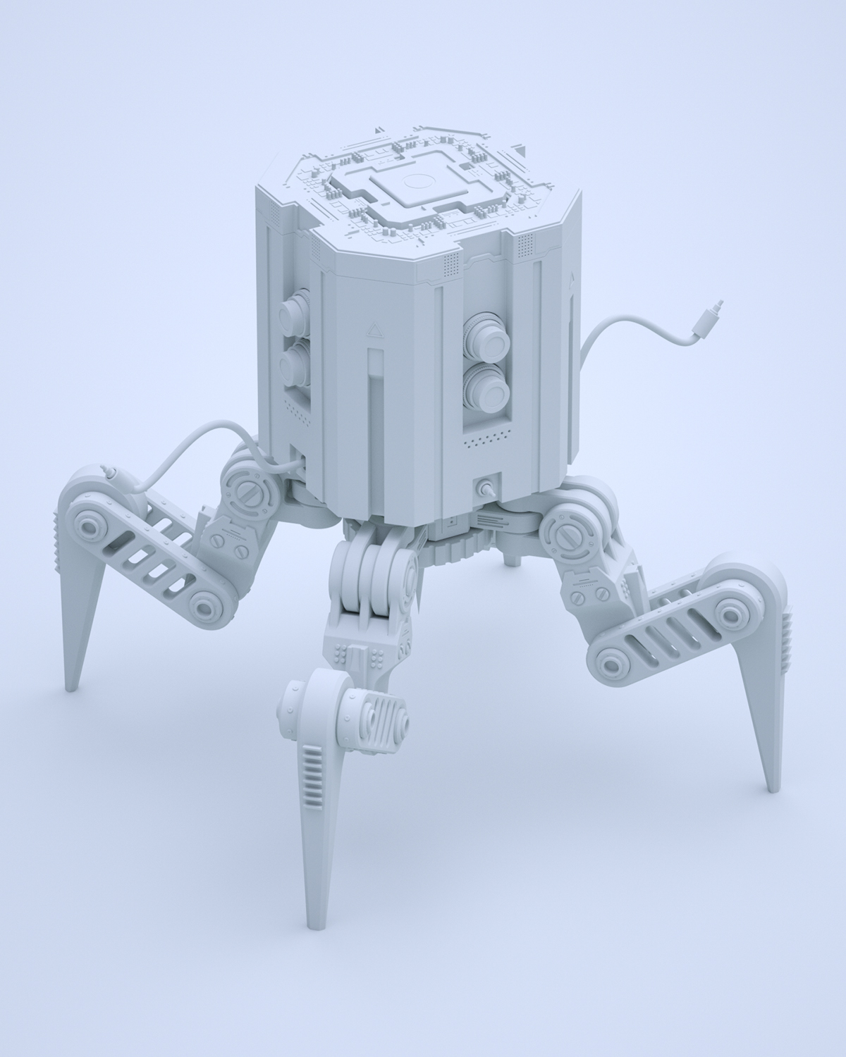 3D HardSurface mech robot concept Scifi stealth spider