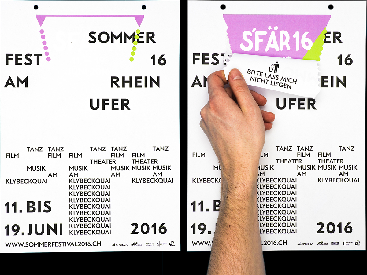poster Basel summer festival typography   ripping interactive ticket flyer swiss
