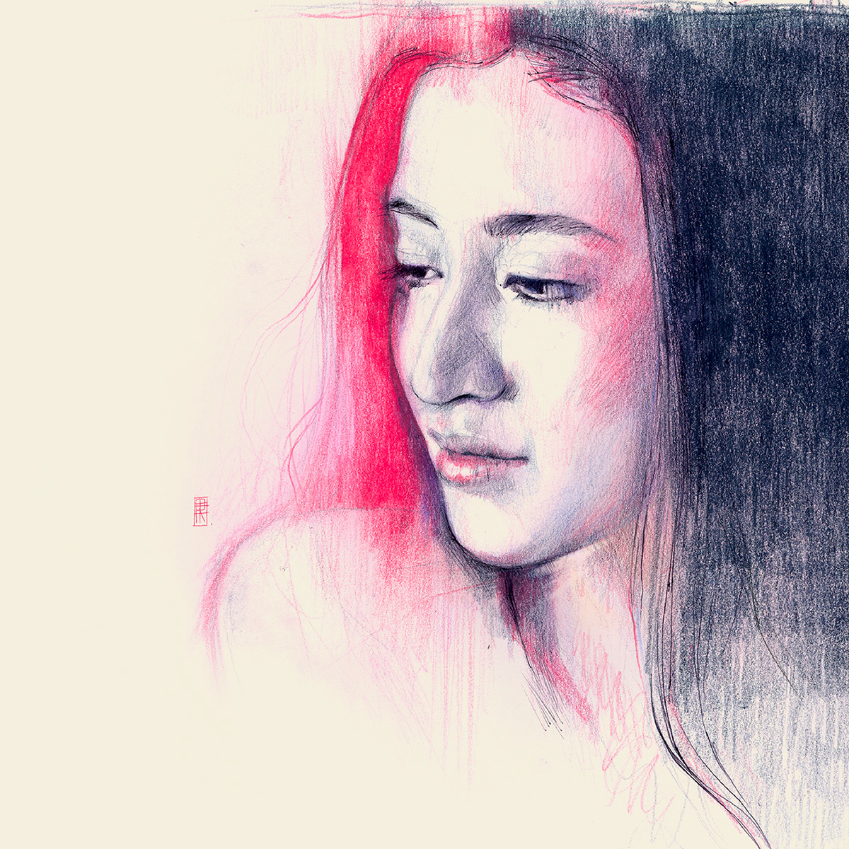 color color pencil colorful Drawing  face face drawing musicants polychromos portraits women portrait