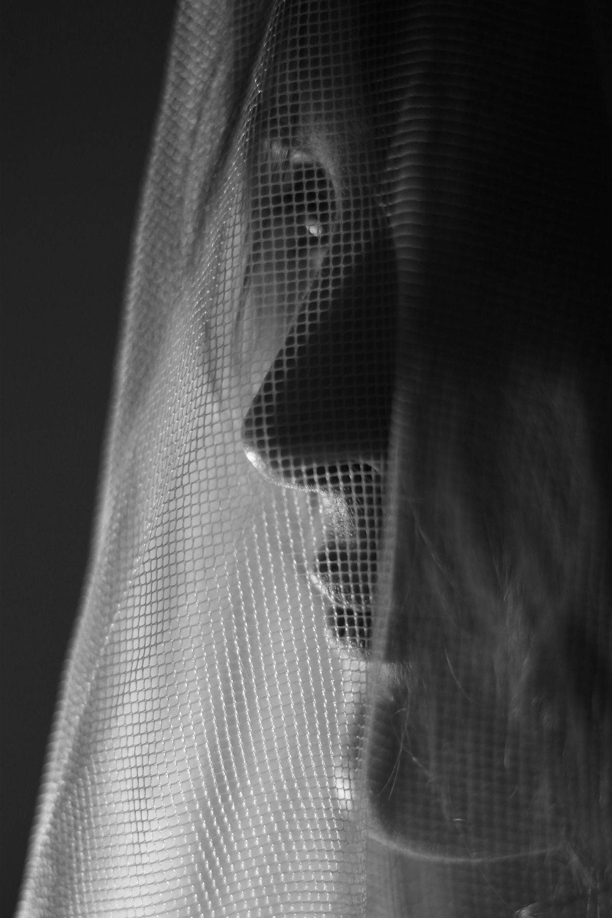 girl mesh curtain viel black and white hair cover