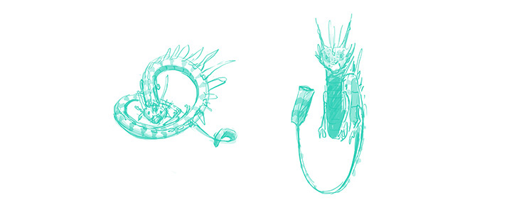 water charm Character concept art dragon process sketch lizard Drawing  creature