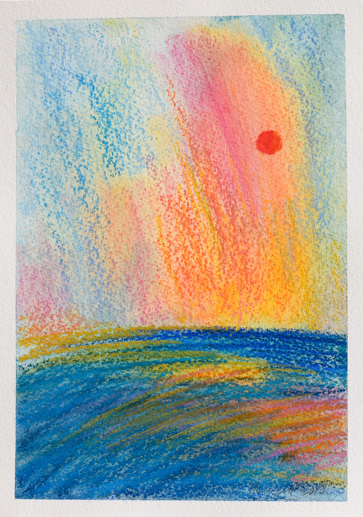 aquarelle colourfull Expression pastel Sun sunset