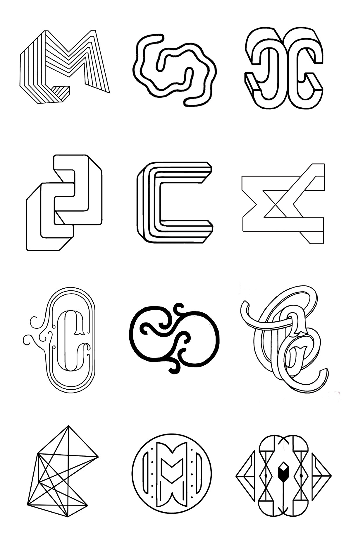 hand-lettering design bright lettering monogram type