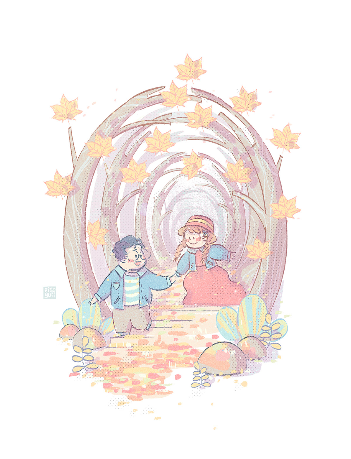 ILLUSTRATION  picturebook couple married Travel season spring summer Fall winter