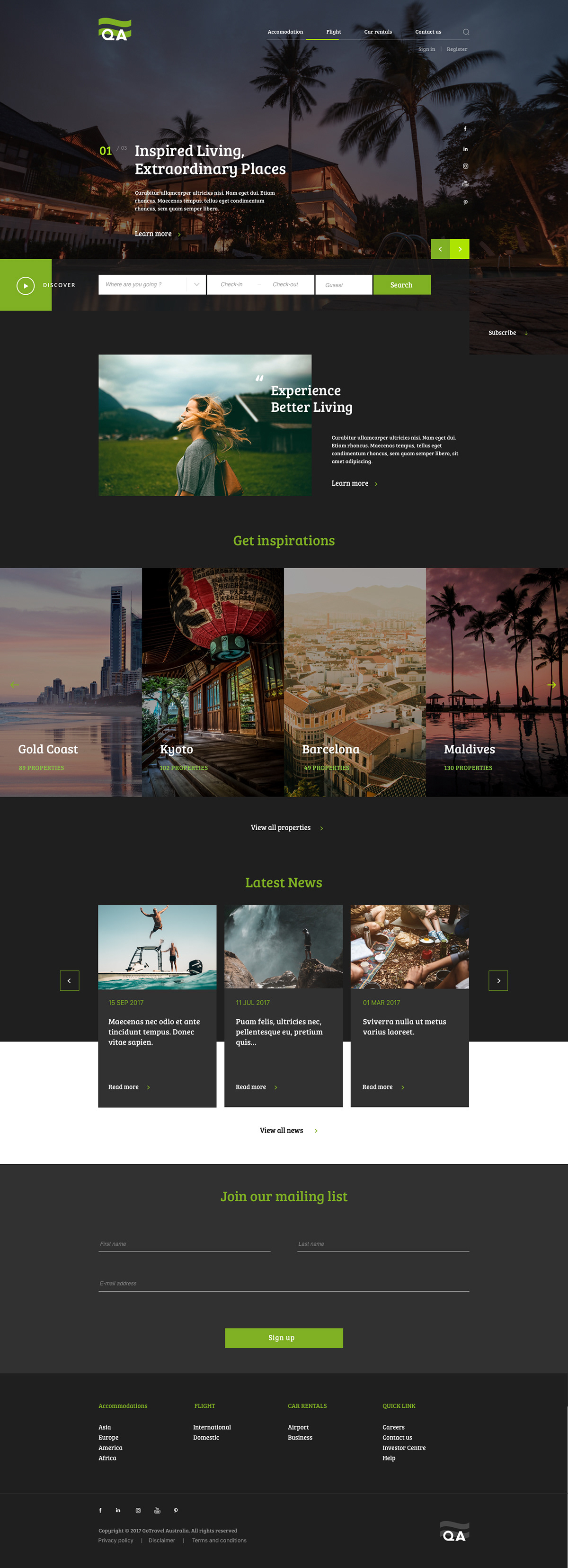 Travel Web Design  sydney UI/UX Website Design travel site digital design