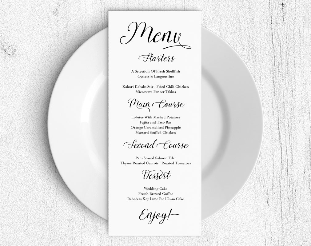 4x9 In dinner menu DIY Menu Template Instant Download menu template PDF format printable menu rustic template Wedding Card wedding menu