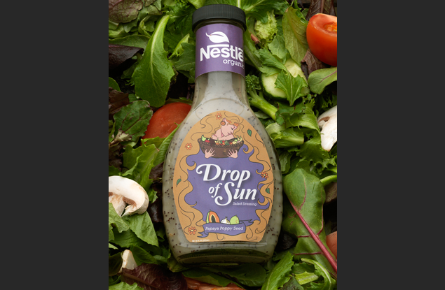 salad salad dressing Kraft bottles mother nature brand identity organic ingredients aisle display dipping station 