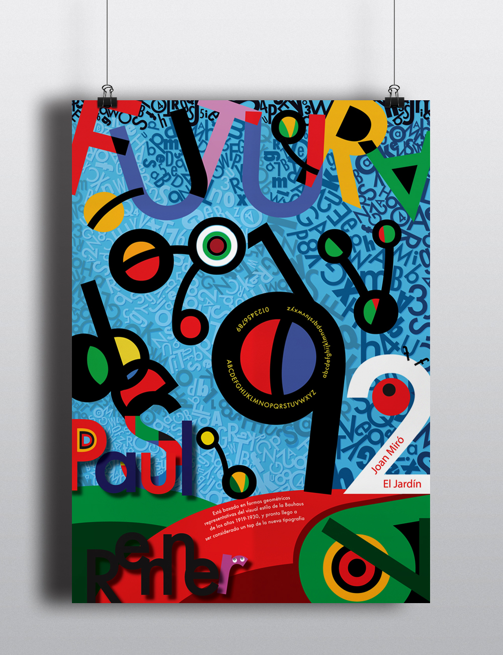poster the garde Joan Miró lettering type Futura colors evolution Project digital manual Workshop cardboard spray paint awesome