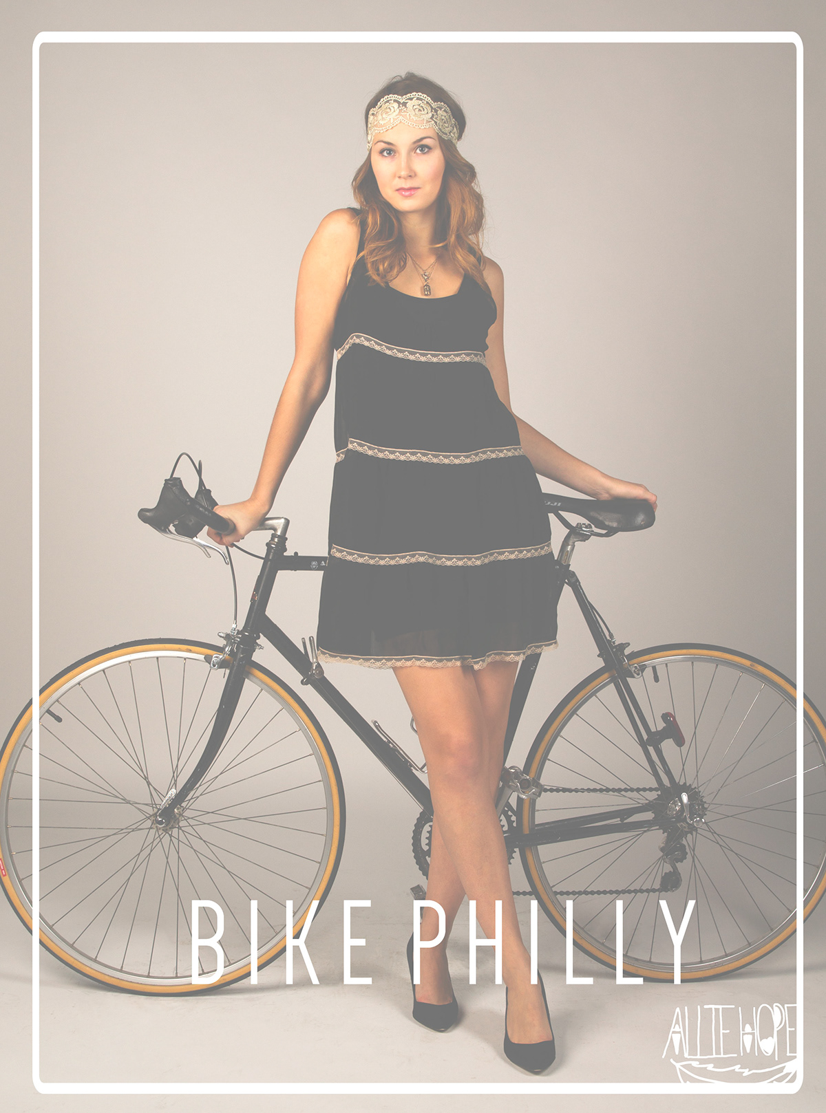 Bike road bike Philly philadelphia girl summer bohemian boho gypsy Bicycle outfit LBD flapper vintage old school