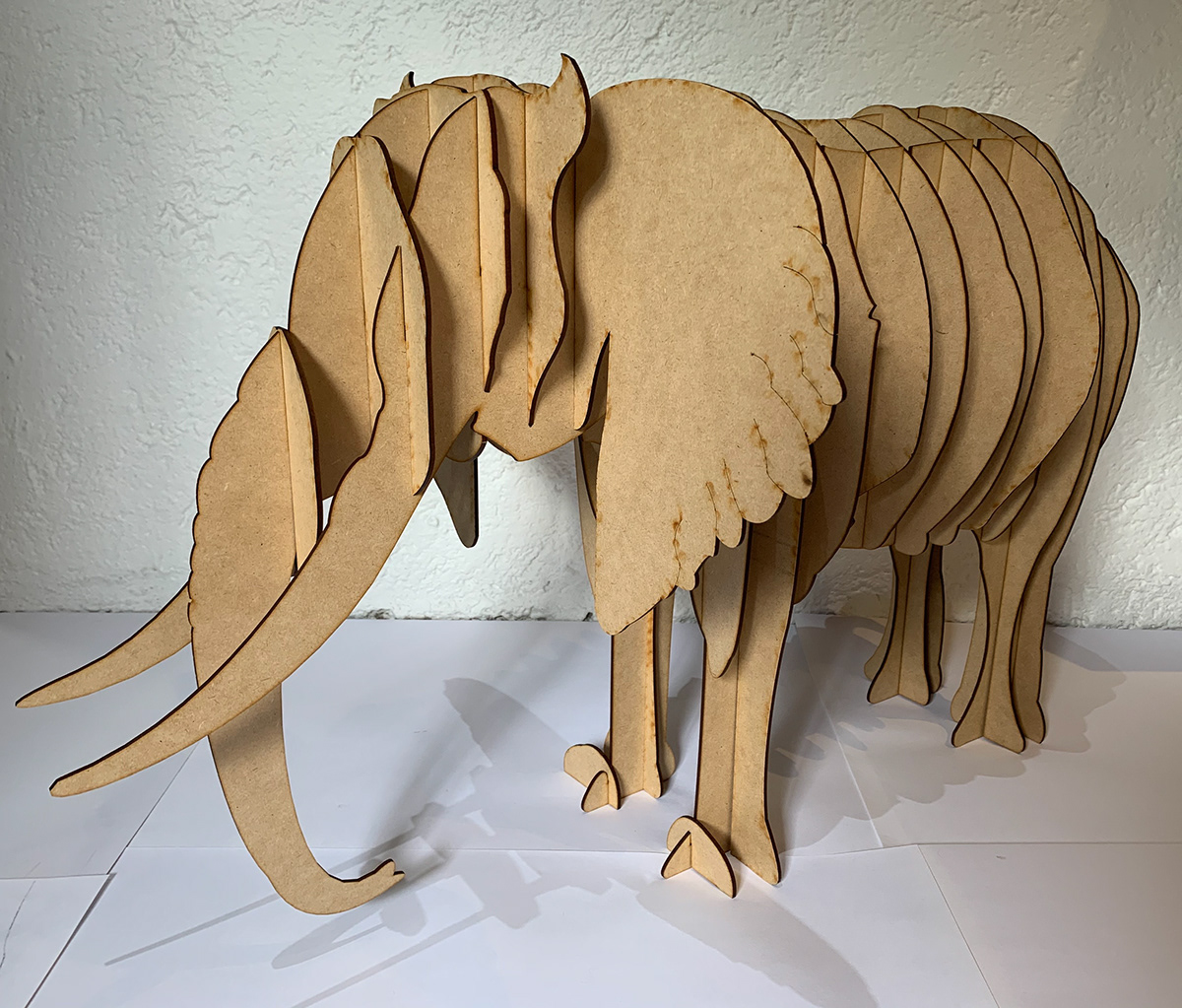 elefante estereotomia laser cut mdf