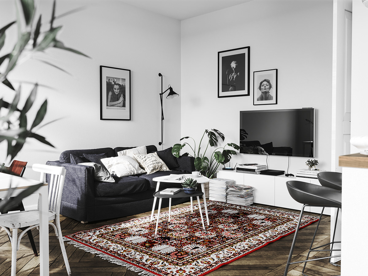 Scandinavian fatima MOKHTARI CoronaRender  interiordesighn swedishdesighn 3dsmax minimaldesighn apartment CGI