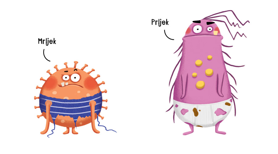 Picture book hygiene kids book Character design  funny bacteria character digital illustration children's illustration kids art