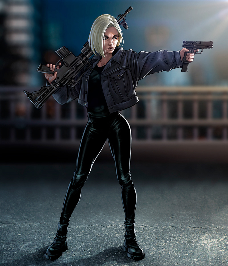 guns machine gun girl blonde action girl beauty Drawing  Character weapons concept