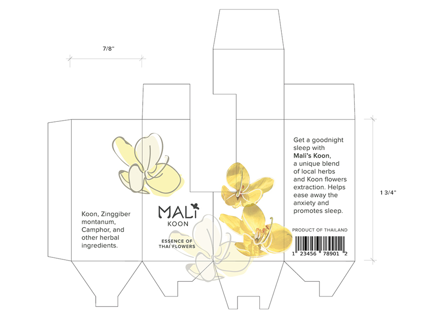 Packaging Thai Fragrance Flowers plants ILLUSTRATION  essential oil prints craft box