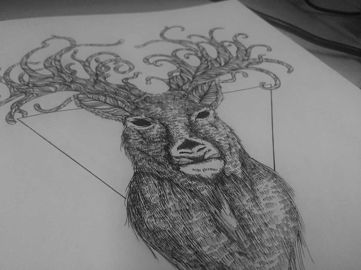 arta artists Illustrator sketch patronus harry potter doe deer animal