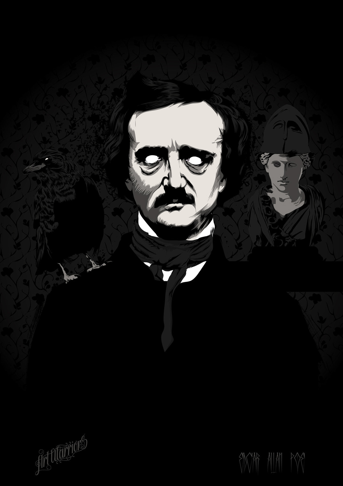 Edgar Allan Poe dark raven vector