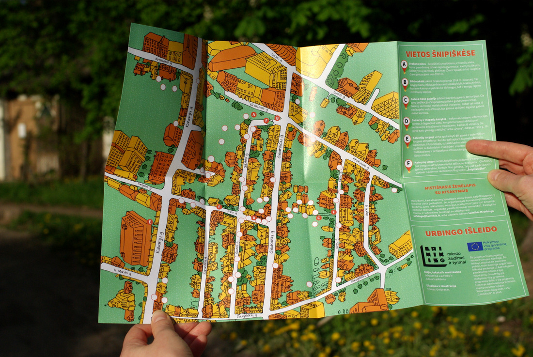 urban game Šnipiškės vilnius lithuania map game cards Laimikis.lt game city neighbourhood