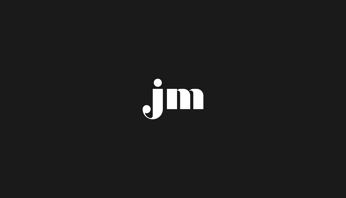 'JM' monogram with elegant lowercase letters in didone sans-serif type