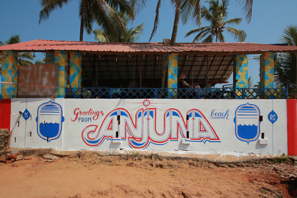 lettering Mural greetings postcard India Goa anjuna keflione ROYALCLUB MUMBAI shanghai
