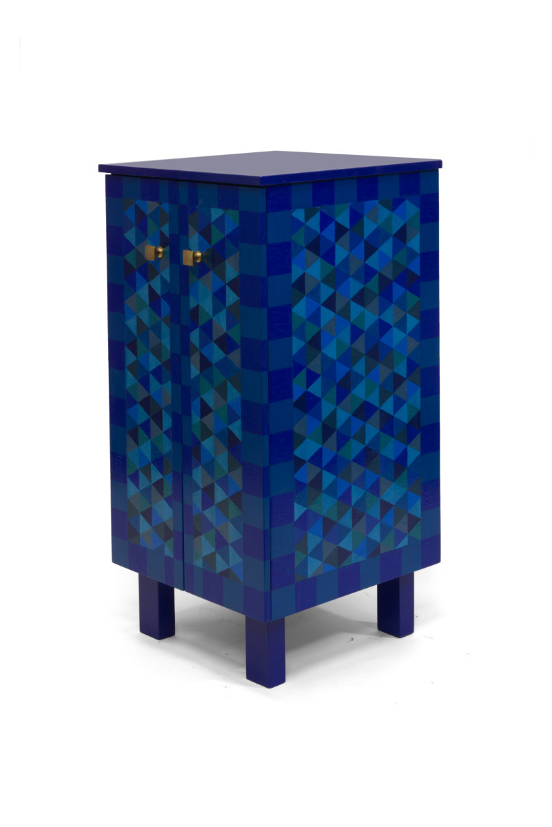 blue cabinet custom made furniture hand made Triangles