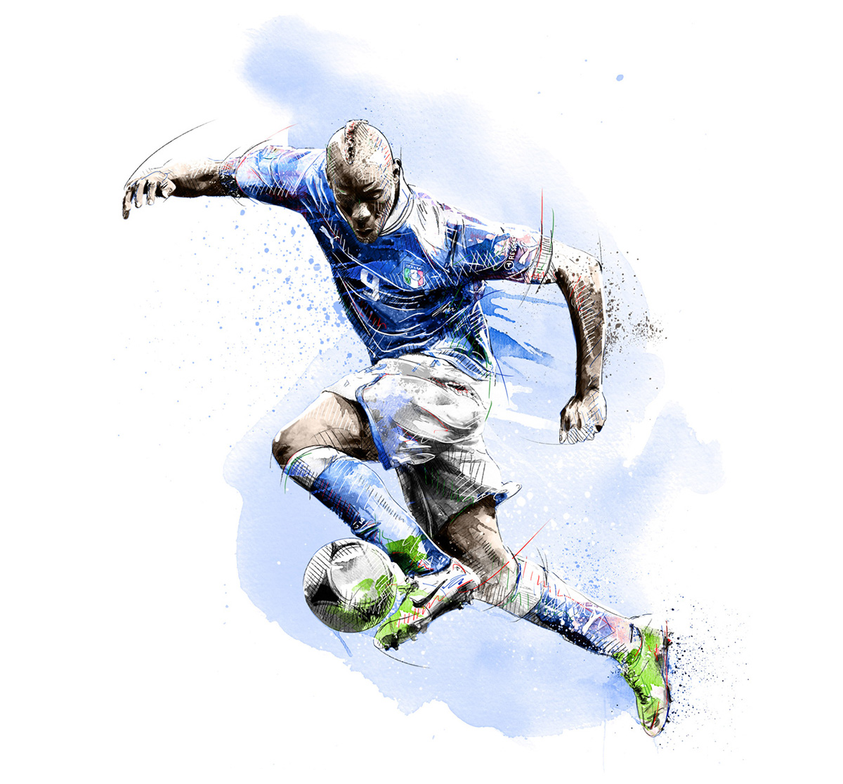 sport watercolor ink football nfl soccer messi Neymar lacrosse golf