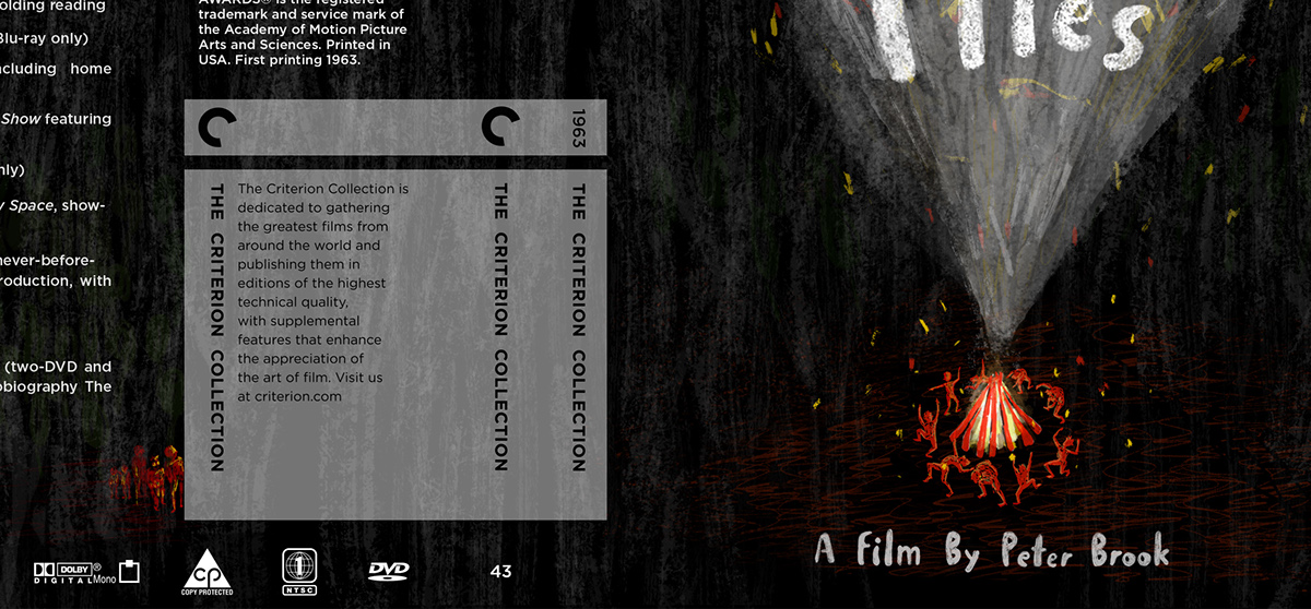 LordoftheFlies   criterion Collection DVD cover William Golding smoke fire people red dark children woods madethis colossal