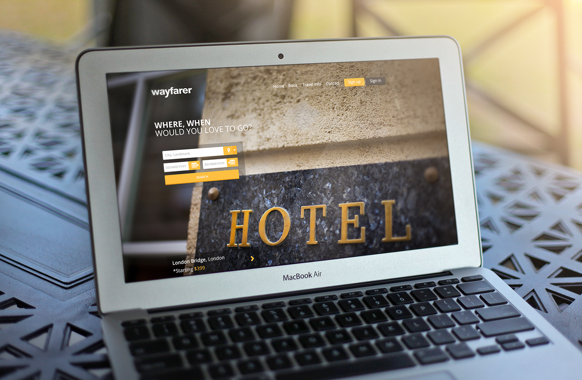 UI ux landing Travel page images colors panel Booking hotel design Web Website